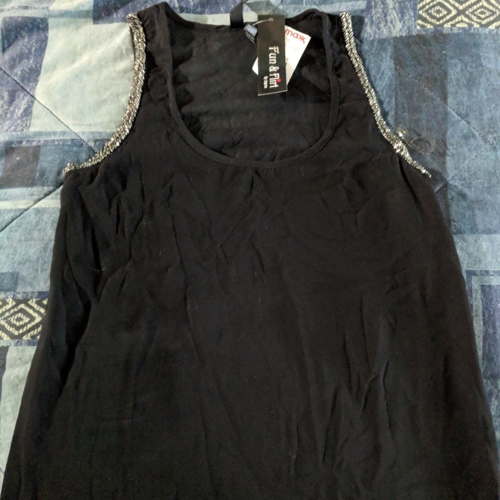 NWT sheer black tank top